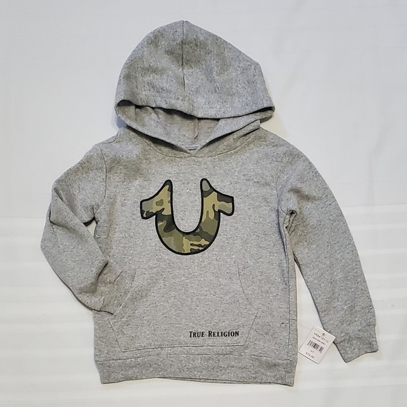NWT True Religion Boy Hoodie in Heather Grey - Picture 1 of 5